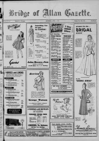 cover page of Bridge of Allan Gazette published on April 1, 1950