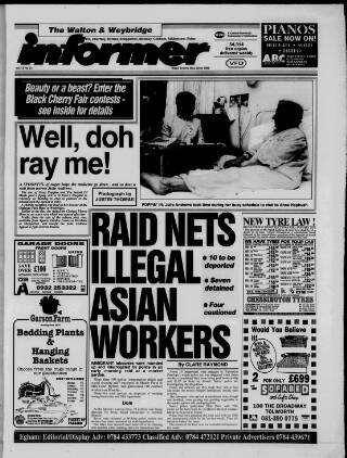 cover page of Walton & Weybridge Informer published on May 22, 1992