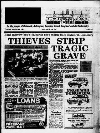 cover page of Bedworth Echo published on August 2, 1984