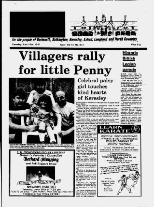 cover page of Bedworth Echo published on June 13, 1991