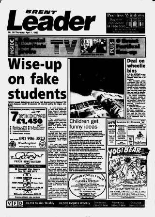 cover page of Brent Leader published on April 1, 1993