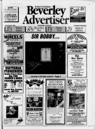 cover page of Beverley Advertiser published on November 27, 1998