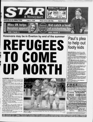 cover page of Anfield & Walton Star published on June 3, 1999