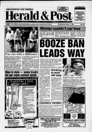 cover page of Billingham & Norton Advertiser published on June 13, 1990