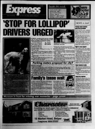 cover page of Belper Express published on April 1, 1999