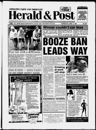 cover page of Stockton & Billingham Herald & Post published on June 13, 1990