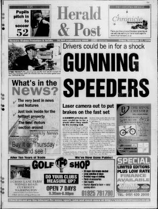 cover page of Runcorn & Widnes Herald & Post published on November 27, 1998