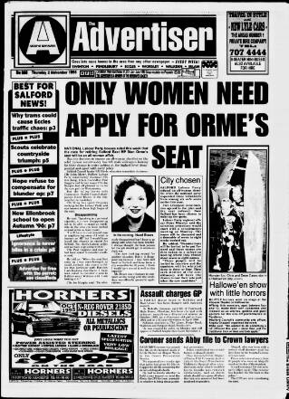 cover page of Salford Advertiser published on November 2, 1995