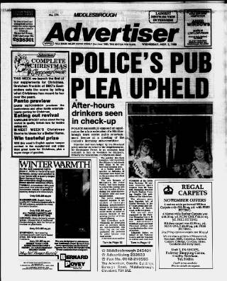 cover page of Middlesbrough Herald & Post published on November 2, 1988