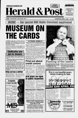 cover page of Middlesbrough Herald & Post published on April 1, 1992