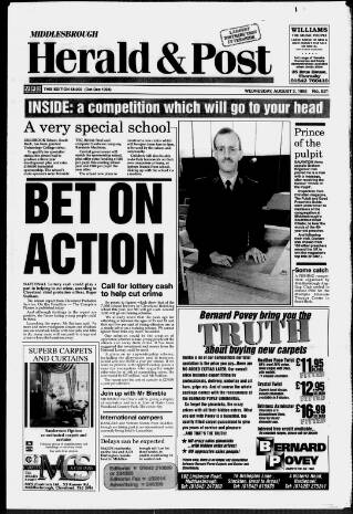 cover page of Middlesbrough Herald & Post published on August 2, 1995