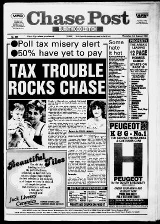 cover page of Burntwood Post published on August 2, 1990