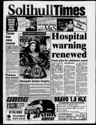 cover page of Solihull Times published on August 2, 1996