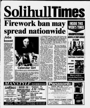 cover page of Solihull Times published on November 19, 1999