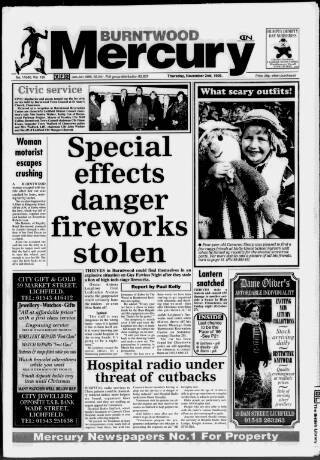 cover page of Burntwood Mercury published on November 2, 1995