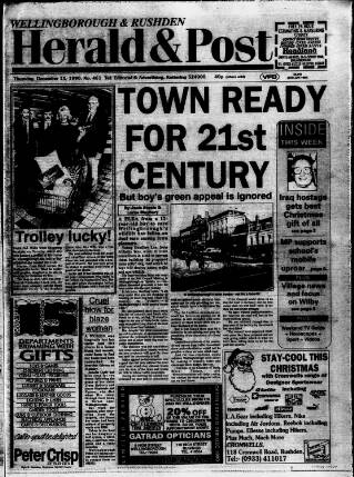 cover page of Wellingborough & Rushden Herald & Post published on December 13, 1990