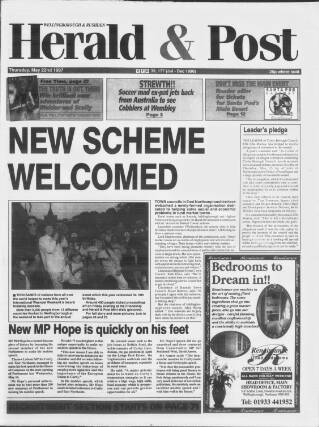 cover page of Wellingborough & Rushden Herald & Post published on May 22, 1997