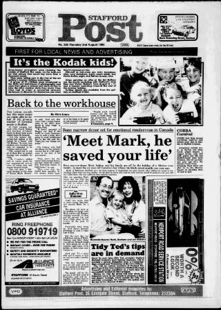 cover page of Stafford Post published on August 2, 1990