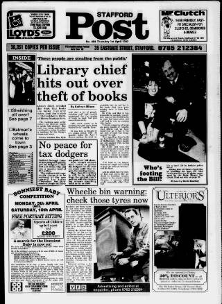 cover page of Stafford Post published on April 1, 1993