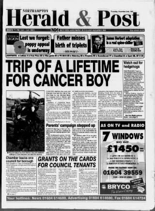 cover page of Northampton Herald & Post published on November 2, 1995