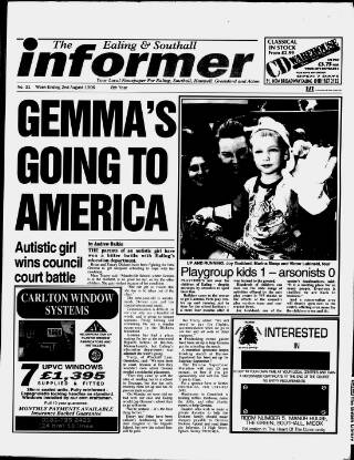 cover page of Ealing & Southall Informer published on August 2, 1996