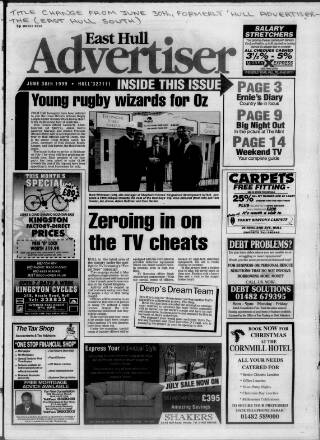cover page of East Hull Advertiser published on June 30, 1999