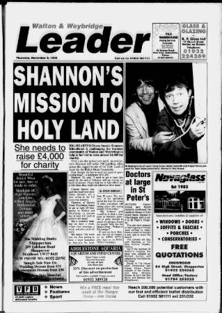 cover page of Walton & Weybridge Leader published on November 2, 1995