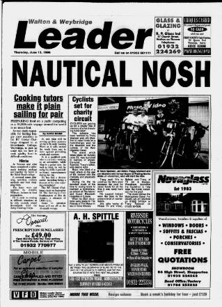 cover page of Walton & Weybridge Leader published on June 13, 1996