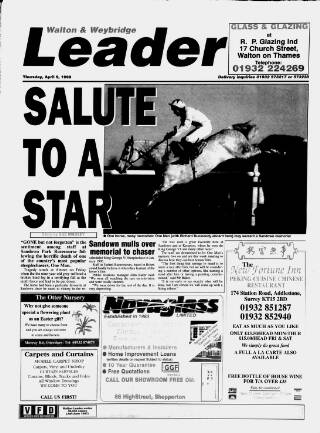 cover page of Walton & Weybridge Leader published on April 9, 1998