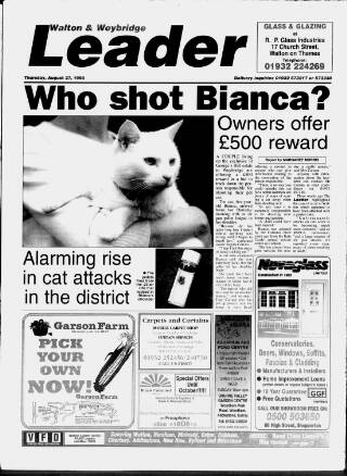 cover page of Walton & Weybridge Leader published on August 27, 1998