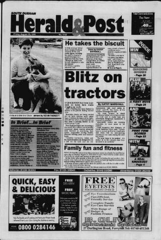 cover page of South Durham Herald & Post published on August 20, 1999