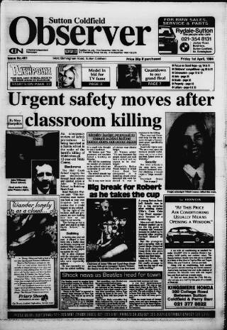 cover page of Sutton Coldfield Observer published on April 1, 1994