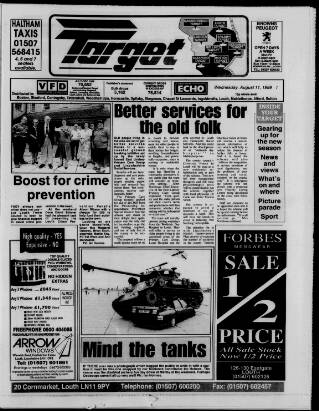 cover page of Louth Target published on August 11, 1999