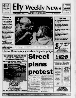 cover page of Ely Weekly News published on August 27, 1998
