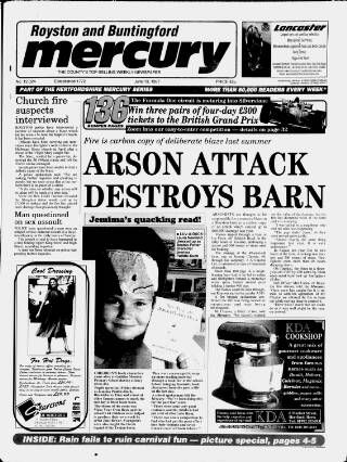 cover page of Royston and Buntingford Mercury published on June 13, 1997