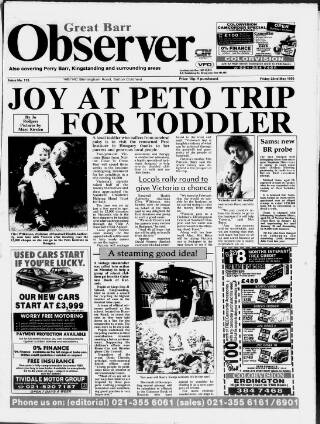 cover page of Great Barr Observer published on May 22, 1992