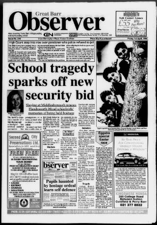 cover page of Great Barr Observer published on April 1, 1994