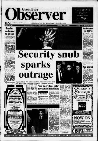 cover page of Great Barr Observer published on December 13, 1996