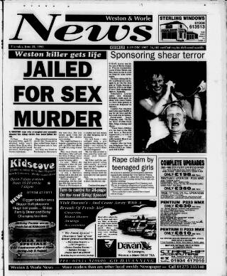 cover page of Weston & Worle News published on June 25, 1998