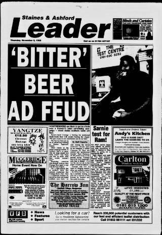 cover page of Staines Leader published on November 2, 1995