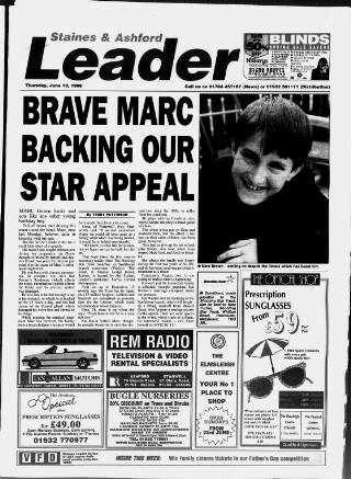 cover page of Staines Leader published on June 13, 1996