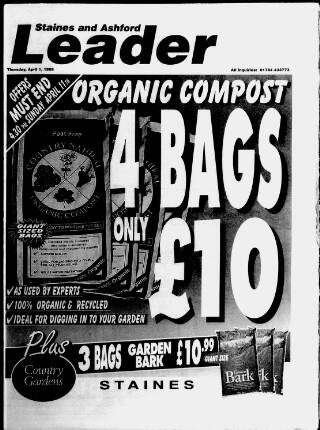 cover page of Staines Leader published on April 1, 1999