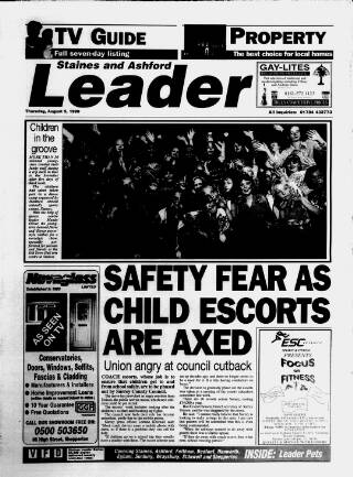 cover page of Staines Leader published on August 5, 1999