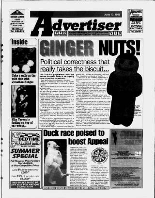 cover page of Potteries Advertiser published on June 13, 1996