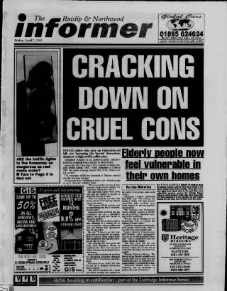 cover page of Ruislip & Northwood Informer published on April 2, 1999