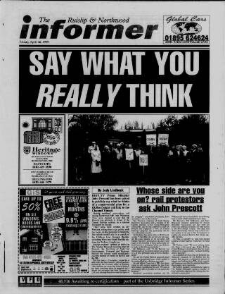 cover page of Ruislip & Northwood Informer published on April 16, 1999