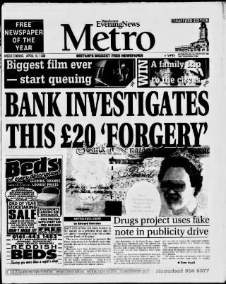 cover page of Manchester Metro News published on April 8, 1999