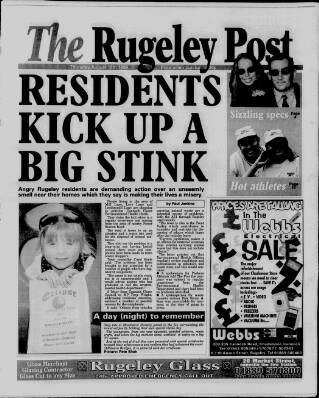 cover page of Rugeley Post published on August 19, 1999