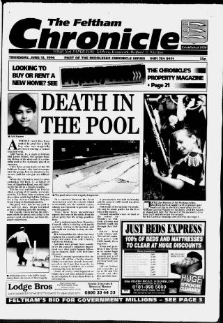 cover page of Feltham Chronicle published on June 13, 1996