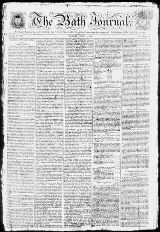 cover page of Bath Journal published on June 13, 1803
